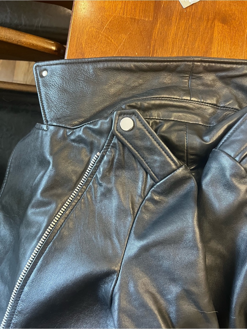 Mango Black Leather Asymmetrical Moto Jacket - Picture 10 of 14
